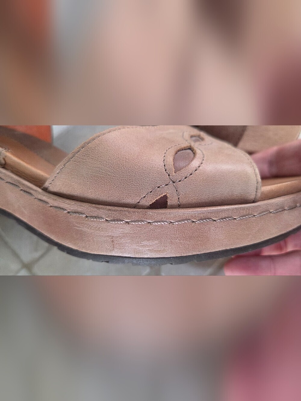 Ariat Sandy Brown Leather Comfort Wedge Brown Sandals Size 8B - Picture 8 of 10